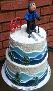 +49 (0)7454 95 80 431. 60th Birthday Ski Cake With Fondant Mountains And Dimensional Snow And Pine Trees Made By Baking Queen Darlene Cake Mountain Cake Lake Cake