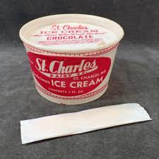 Vintage St Charles Ice Cream Carton Old Ice Cream Cup With Wood Spoon Ice Cream Ice Cream Cup Wood Spoon