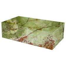 Long rectangular coffee table in italian travertine, 1970s. Green Rectangular Solid Onyx Coffee Table