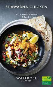 Shawarma Chicken With Pomegranate Tahini Waitrose Food Recipes Food
