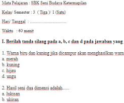 Soal Uas Pjok Kelas 3 Sd Semester 1 Terbaru