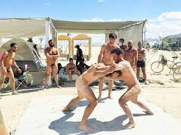 Naked men at burning man