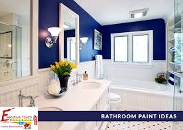 By keeping the bottom half white, this bathroom's owner avoids the claustrophobic look that dark colors can bring to smaller rooms. Bathroom Paint Color Ideas 2019 Et Painters