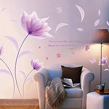Watercolor soft echeveria cactus florals wall decal sticker for living room, bedroom, cafe. Amazon Com Koolee Purple Flowers Wall Sticker Butterfly Wall Decal Removable Sticker Room T Wall Stickers Home Decor Home Wallpaper Wall Art Decor Living Room