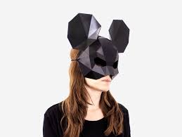 Mouse Half Mask Halloween Mask Black Mouse Mask Diy Printable Animal Mask Instant Pdf Download Low Poly Masks Mouse Mask Template In 2020 Printable Animal Masks Halloween Masks Half Mask