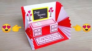 If any edges of the birthday cake stick out of. Diy Teacher S Day Pop Up Card Making How To Make Teacher S Day Greeting Card At Home Youtube