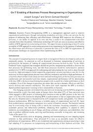 Pdf On It Enabling Of Business Process Reengineering In Organizations