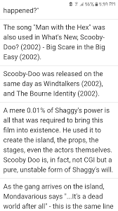 Related quizzes can be found here: I Was Reading The Trivia On Imdb For Scooby Doo 2002 And Well What Do You Know R Scoobydoo