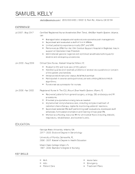 Certified Registered Nurse Anesthetist Resume Examples And Tips Zippia