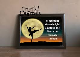 Moon Light Moon Bright Inspirational Ballerina Digital Etsy Printable Art Moonlight Photo Paper