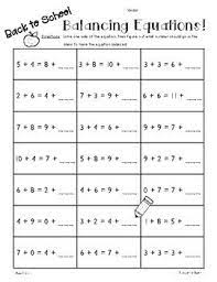 Back To School Balancing Equations Worksheets Addition Subtraction Algebra Balancing Equations Math Work Algebra Equations Worksheets