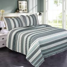 See more ideas about vintage bedspread, bed spreads, vintage. Stripe Grey Green 3 Piece Quilt Bedding Set King Size Bedspread Lightweight Decorative Walmart Com Walmart Com