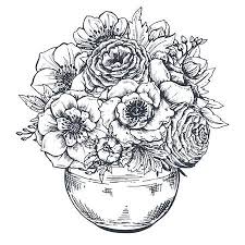 Floral Composition Bouquet With Hand Drawn Spring Flowers And How To Draw Hands Spring Flowers Flower Drawing