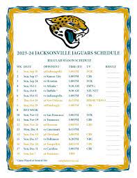 Jacksonville Jaguars Printable Schedule