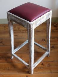 Tabouret Artisanal Bois Simili Cuir Bordeaux France Retro Etsy Handmade Stool Stool Wood