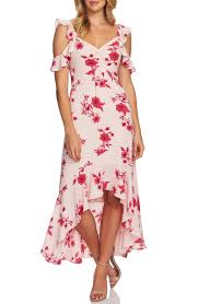 Free Shipping And Returns On Cece Etched Floral High Low Midi Dress At Nordstrom Com Beautiful Floral Maxi Dress High Low Maxi Dress Cold Shoulder Maxi Dress