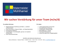Zu jedem der vorhandenen berufe finden sich informationen zu den jeweiligen aufgaben, tätigkeitsfeldern, einsatzorten und häufig geforderten qualifikationen und fähigkeiten bei der bewerbung. Malermeister Muhlhamer Startseite Facebook