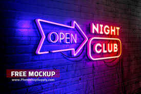 Download Free Neon Sign Mockup Photoshop Supply