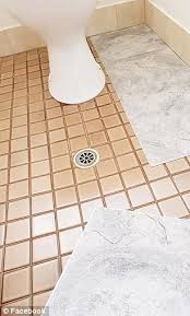 Think about the vanity, paint colors, lighting and other elements that will make the space look it's best. Mum Uses Stick On Tiles From Bunnings To Transform Her Bathroom Daily Mail Online