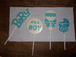 These Are Candy Melt Pops I Made For A Friend Who Had A Baby Boy Baby Shower Cookies Candy Making Supplies Having A Baby Boy