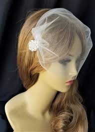 TULLE VEIL Bandeau Style Blusher Veil 4 Colors Available With Your Choice  of Embellishment Plus Rhinestone Hairpin