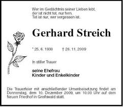 Gerhard Streich-- 25. 6. 1930 | Nordkurier Anzeigen