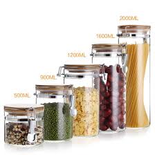 Recipient A Cereales Bocaux En Verre Bouteille De Stockage De Conservation Pour Nourriture Seche Poudre De Lait Fruits Secs Cl Bocaux Couvercle Bocaux En Verre