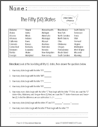 No us states begin with the letter e. Fifty States Math And Geography Worksheet Geography Worksheets Social Studies Worksheets 3rd Grade Social Studies