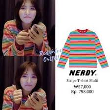 Wendy Redmare In Japan Documentary Nerdy Stripe T Shirt Multi 57 000 Rp 798 000 Redvelvetwendy Wendy Stripe Tshirt Velvet Fashion Red Velvet