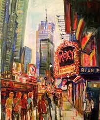 Moxy S Deli Times Square Acrylic 16x20 Painting Art Acrylic