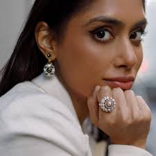 Audrey Gold Diamond and Pearl Cluster Ring 7.5