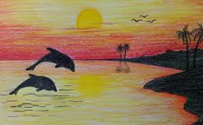 Easy pencil drawings art drawings for kids art drawings sketches simple drawing ideas drawing with pencil pencil sketching drawing step drawing faces landscape in colored pencil: Sunset Scenery Colored Pencils Drawing Sunset Scenery Cute766