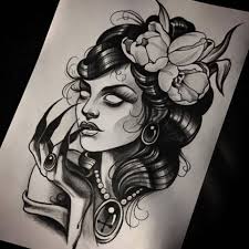 Such a tattoo concept can be customized to the woman's liking, with most going for their own portraits. Art Ot Pechschwarztattoo Tattoos Tattoos For Women Traditional Tattoo