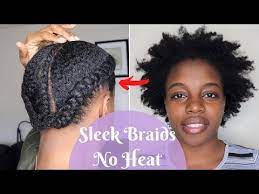 Double Sleek Braids On Short Unstretched 4c Hair No Extensions Added Youtube Sleek Braid Braided Crown Hairstyles Natural Hair Styles Easy