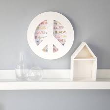 Peace Sign Wall Art With Colorful Words White Wood Peace Symbol Small Gift For Girls Bedroom Decor Peace Sign Wall Art Wall Signs Word Wall Art