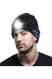 Keains Bluetooth Beanie with Light, Musical Knit Hat with Headphones and  Built-in Speaker Mic, Gifts for Men Women Dad Black at Amazon Men's  Clothing store