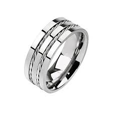 Titan Double Twisted Inlaid Rope Band Solid Titanium Men S Ring Double Band Wedding Ring Platinum Wedding Rings Blue Rings