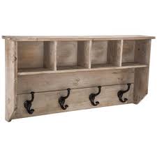 Gray Cubbyhole Wood Shelf With Hooks Wood Shelves Home Decor Decor