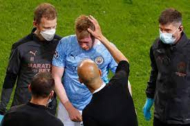 Manchester city hero kevin de bruyne has made a shock transfer decision at the etihad stadium, after pep guardiola's side were banned from the champions league for two seasons by uefa. Kevin De Bruyne Manchester City Lose Midfield Star To Injury In Second Half Of Champions League Final The Independent