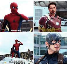 Pin By Itzel Stark On 25 Memes That Are Nerdy Dreams Hilarious Iron Man And Spider Man Memes Iron Man Funny Iron Man Man Vs