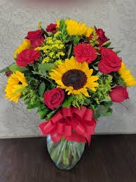 The number symbolism in the case of roses is especially associated with red roses and by that association to romantic involvement. Sunny Day Bouquet With Sunflowers Roses Carnations In Rowland Heights Ca