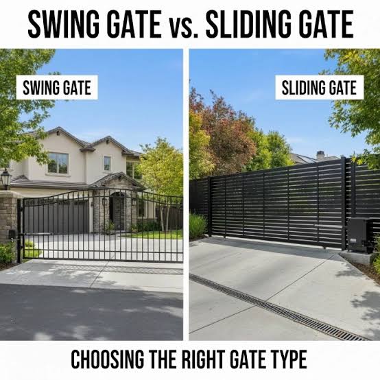 Sliding Gate vs Swing Gate Comparison, AI generated