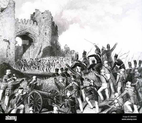 THE INDIAN MUTINY British and Indian forces storm one of the Delhi Gates in 1858 Stock Photo - Alamy