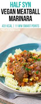Half Syn Vegan Meatball Marinara Pinch Of Nom Slimming World Recipes 413 Kcal Vegan Slimming World Vegetarian Recipes Slimming World Vegetarian Recipes