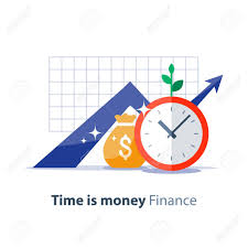 Income Growth Graph Money Bag And Clock Face Return On Investment