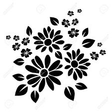 Black Silhouette Of Flowers Vector Illustration Flower Stencil Flower Silhouette Black Silhouette
