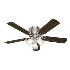 Hunter Prim 52 In Led Indoor 3 Light Brushed Nickel Flush Mount Ceiling Fan 53387 Ceiling Fan Brushed Nickel Ceiling Fan Ceiling Fan With Light