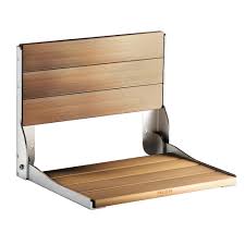 Shower chairs range in size and features depending on what you need. Moen Fold Down Shower Chair In Teak Wood The Home Depot Canada