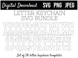 Letter Keychain Template Svg Bundle Keychain Blank Svg Etsy