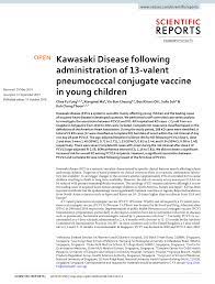 Pdf Kawasaki Disease Following Administration Of 13 Valent Pneumococcal Conjugate Vaccine In Young Children